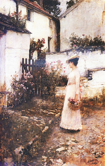 Gathering Summer Flowers in a Devonshire Garden John William Waterhouse